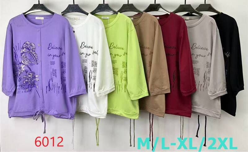 Bluzki damskie Roz M/L-XL-2XL, Mix Kolor Paczka 12 szt